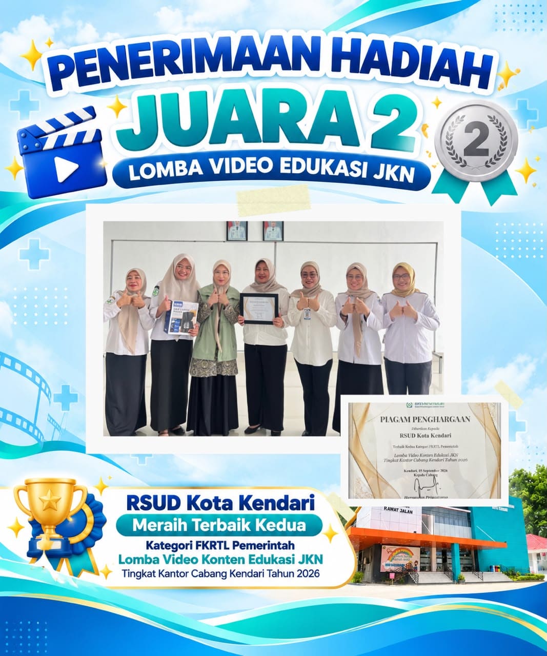 Penerimaan Penghargaan Juara II lomba video edukasi JKN (PRB)